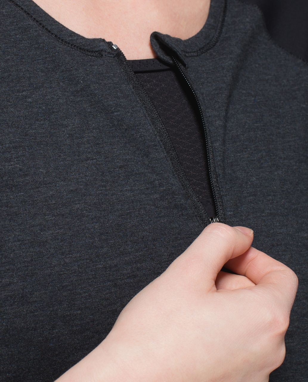 Lululemon Clip-In Long Sleeve - Heathered Black /  Black