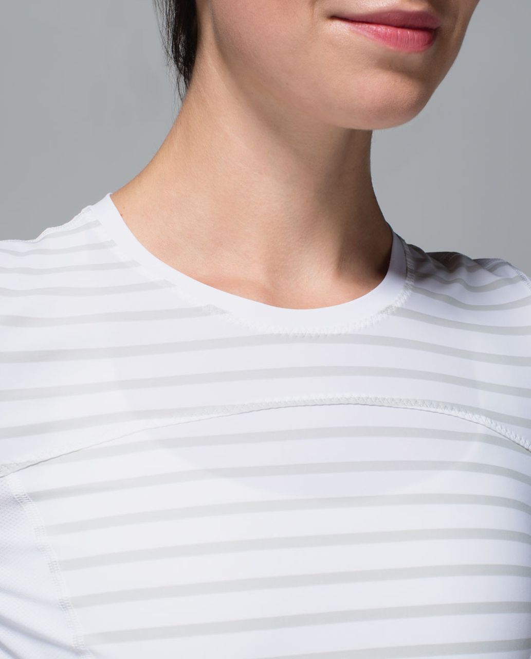 Lululemon Runbeam Long Sleeve - Yachtie Stripe Printed White Silver Spoon / White