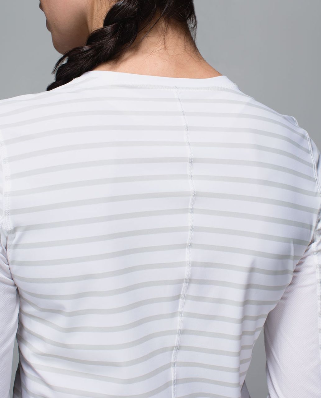 Lululemon Runbeam Long Sleeve - Yachtie Stripe Printed White Silver Spoon / White