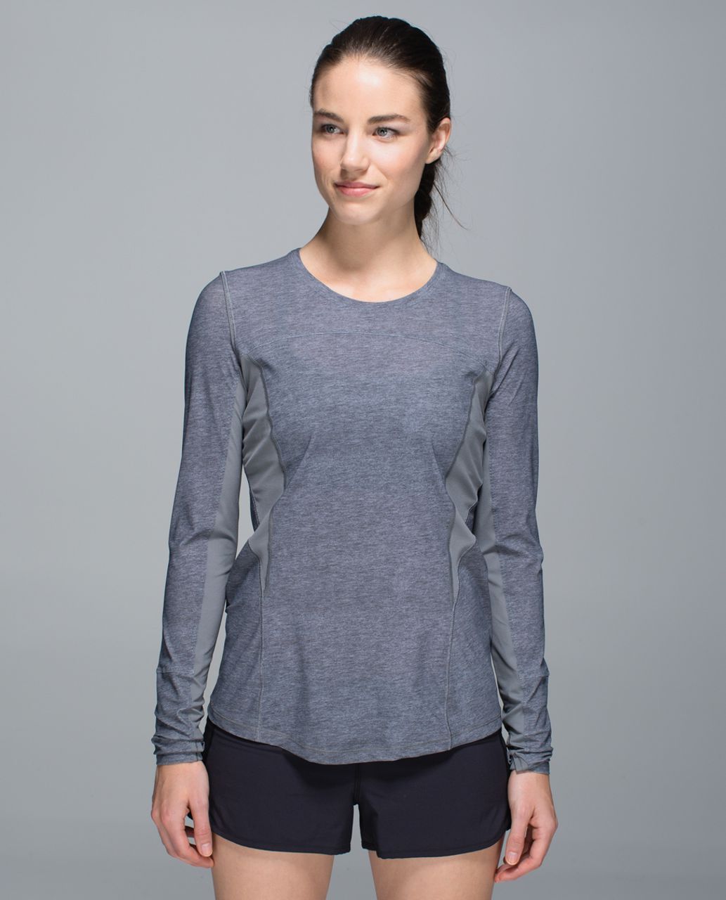 Lululemon Runbeam Long Sleeve - Heathered Texture Printed Ambient Grey / Slate