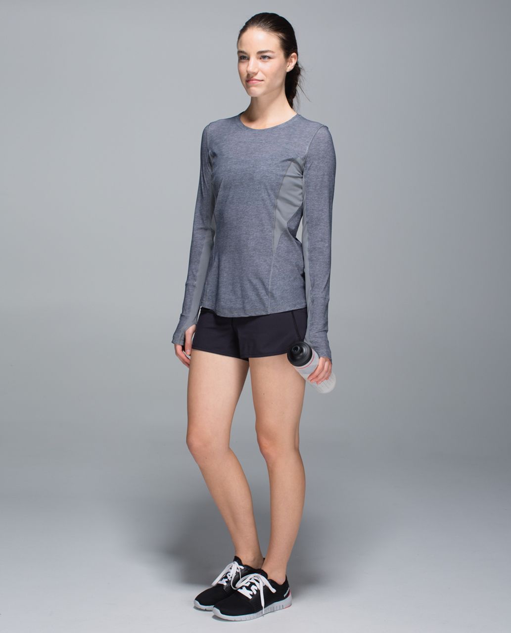 Lululemon Runbeam Long Sleeve - Heathered Texture Printed Ambient Grey / Slate