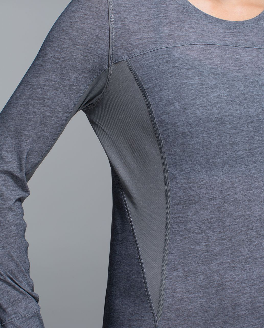 Lululemon Runbeam Long Sleeve - Heathered Texture Printed Ambient Grey / Slate