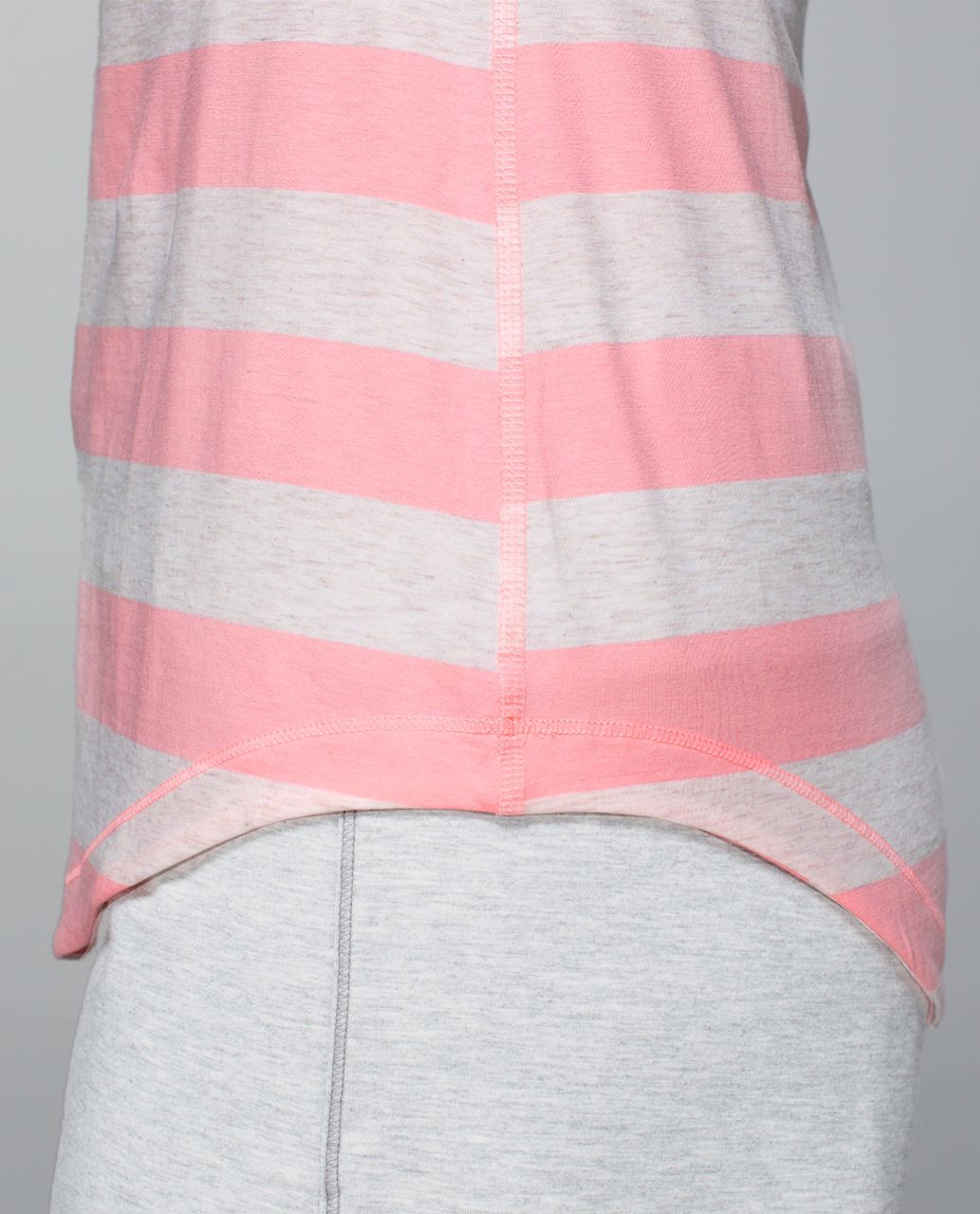 Lululemon Dhyana Short Sleeve - Steep Stripe Bleached Coral Heathered Angel White Horizontal / Heathered Angel Wing