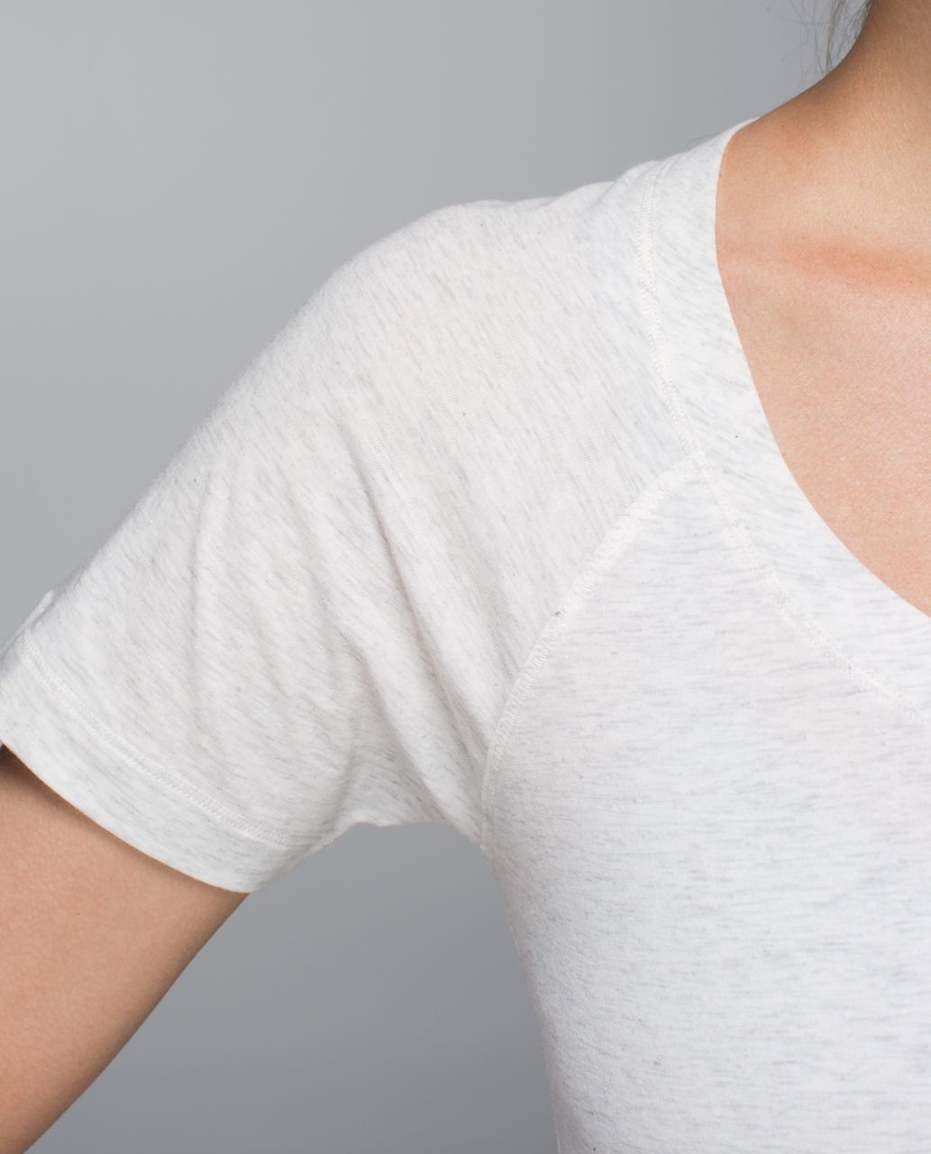 Lululemon Dhyana Short Sleeve - Heathered White / Pop Stripe Heathered Dune