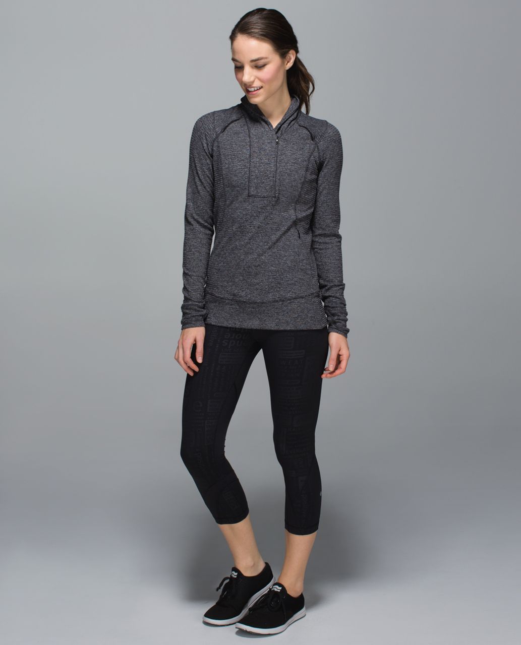 Lululemon Rare Run Inspire Top Jacket 1/2 Zip Pullover Women's Striped Gray  10