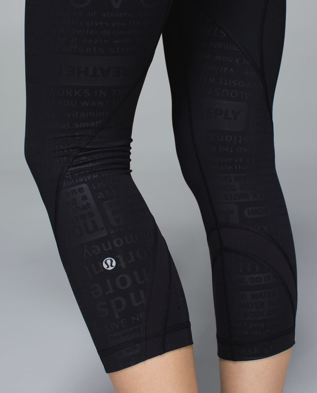 Lululemon Run:  Inspire Crop II *All Full-On Luxtreme - Classic Manifesto Embossed Black / Black