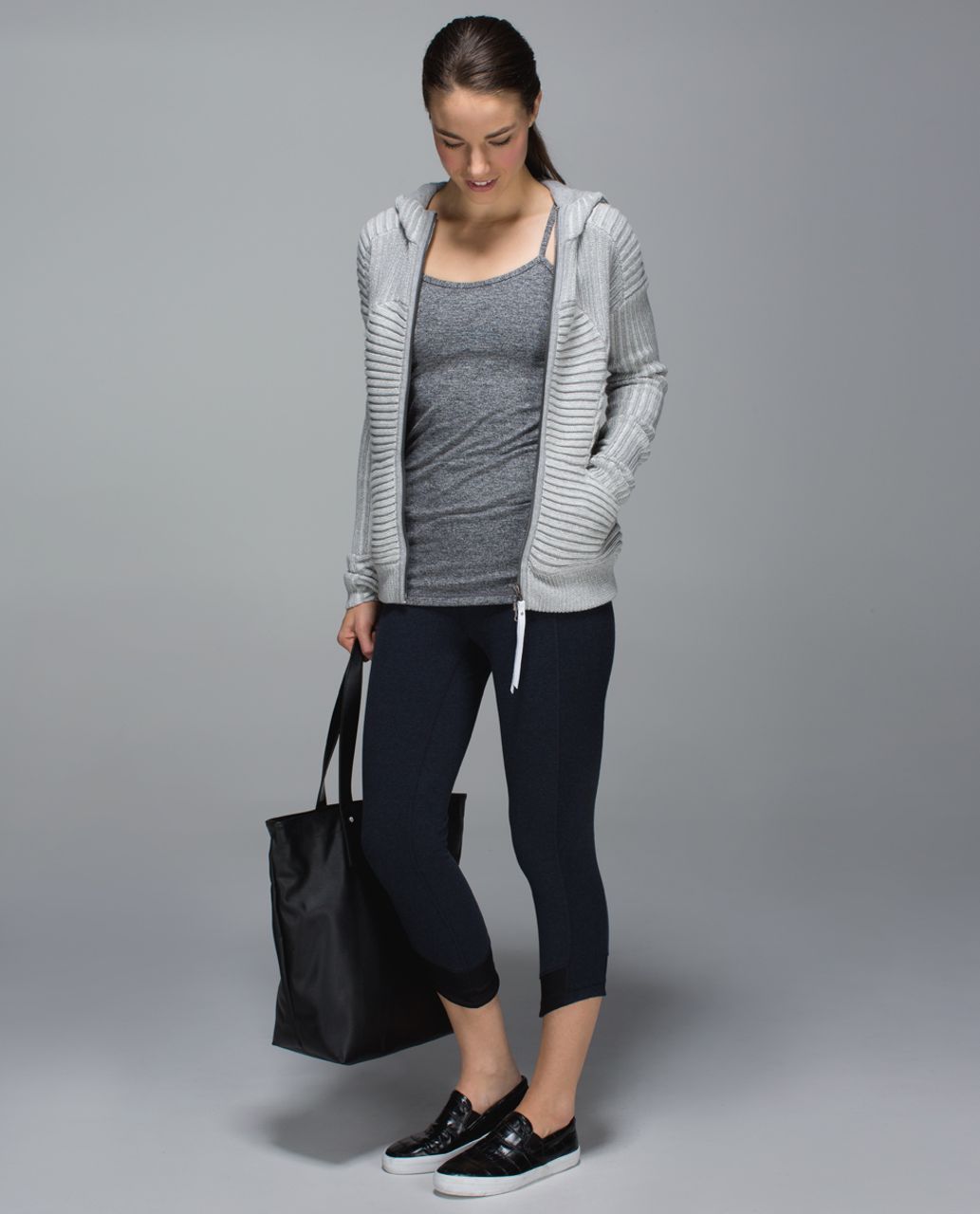 Lululemon Motivate Crop - Heathered Inkwell / Black