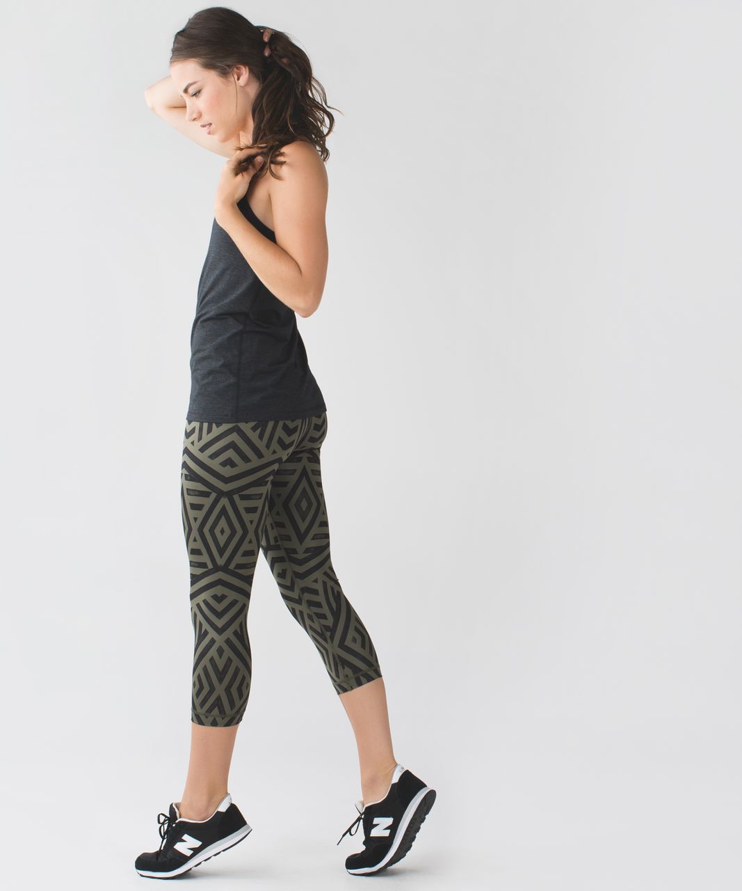 Lululemon Wunder Under Leggings Luxtreme Chevron Shuffle Fatigue Green  Black 6