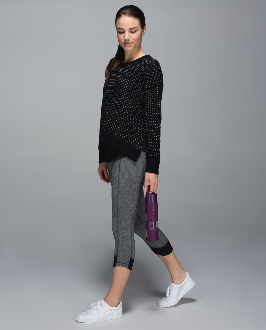 Lululemon Motivate Crop - Heathered Speckled Black