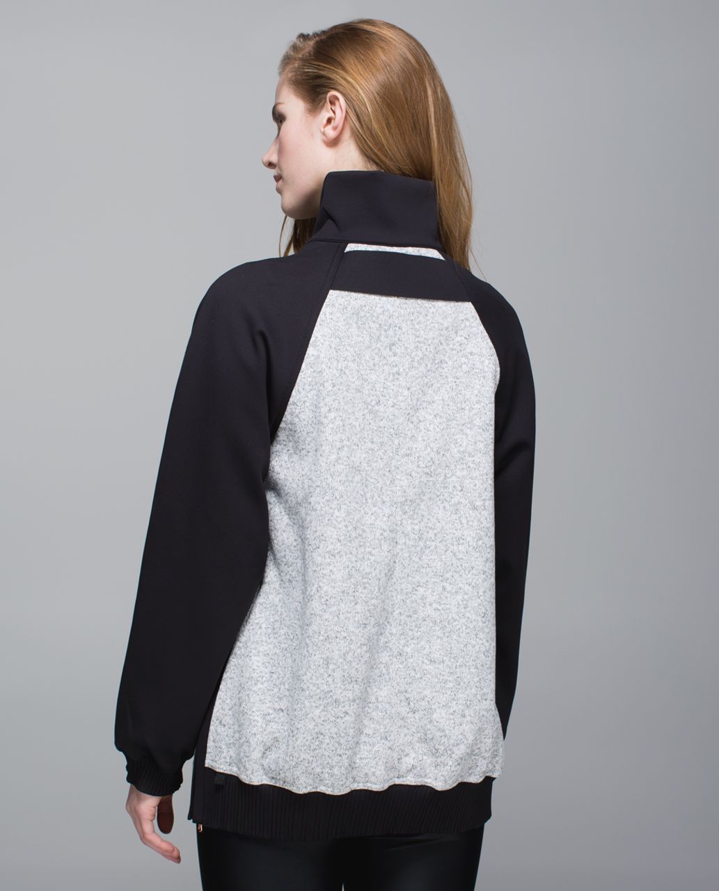 Lululemon Both Ways Bomber - Heathered White / Black / Atomic Flower Silver Spoon Black