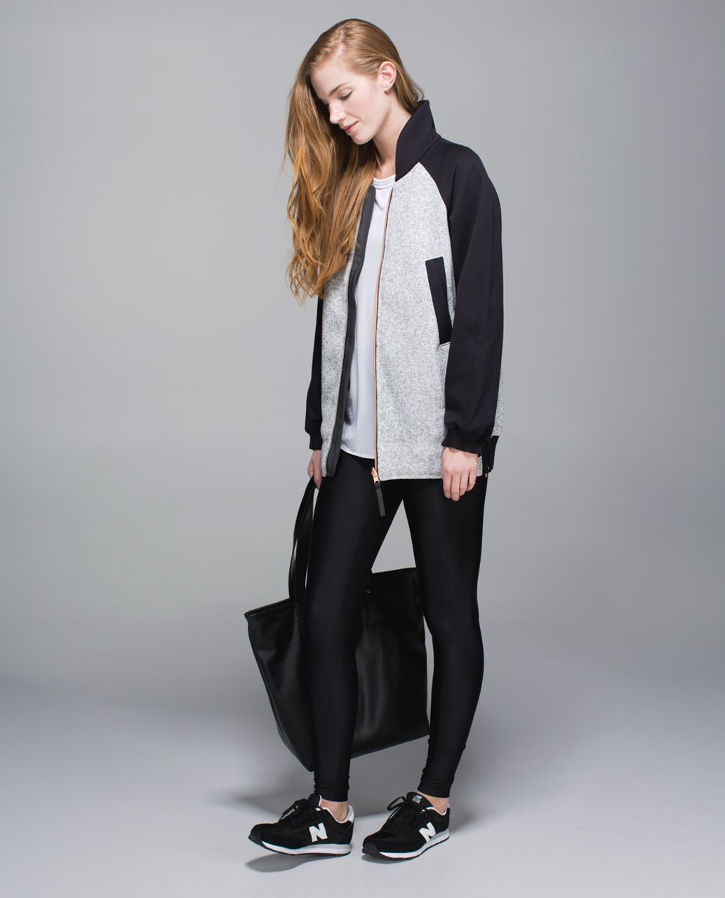 Lululemon Both Ways Bomber - Heathered White / Black / Atomic