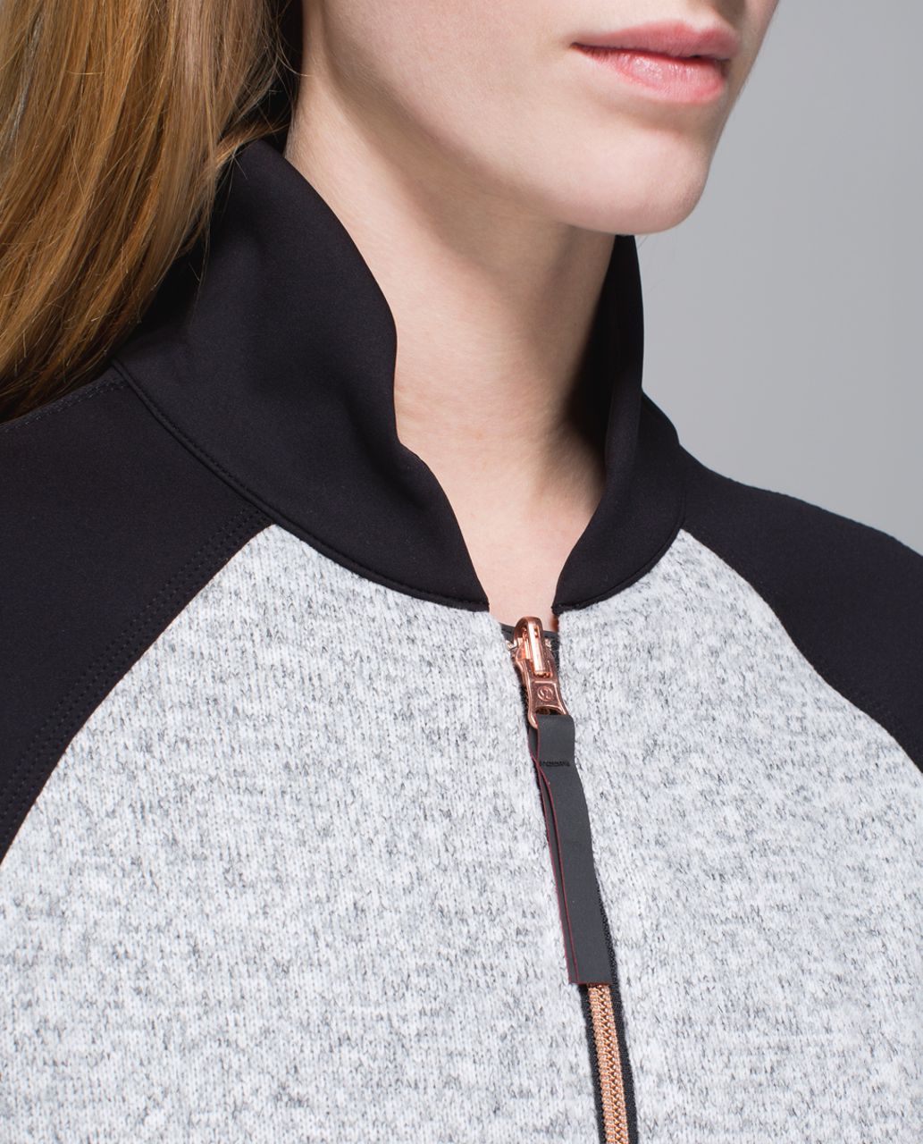 Lululemon Both Ways Bomber - Heathered White / Black / Atomic Flower Silver Spoon Black