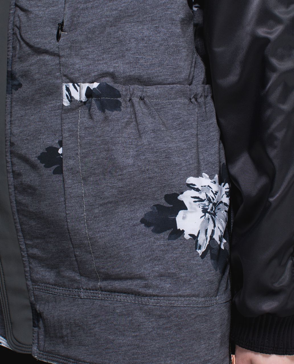 Lululemon Both Ways Bomber - Heathered White / Black / Atomic Flower Silver Spoon Black