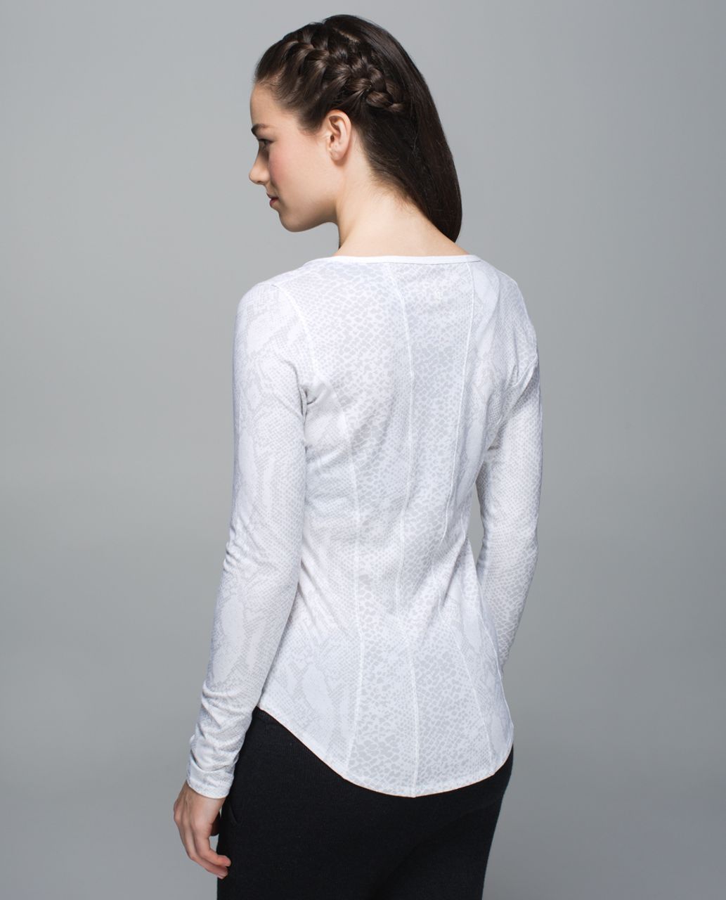 Lululemon Between The Lines Long Sleeve - Desert Snake White Silver Fox / White