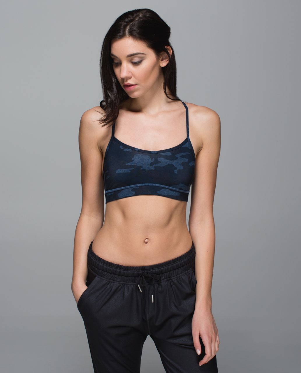 Lululemon Flow Y Bra IV - Heathered Texture Lotus Camo Oil Slick Blue - lulu  fanatics