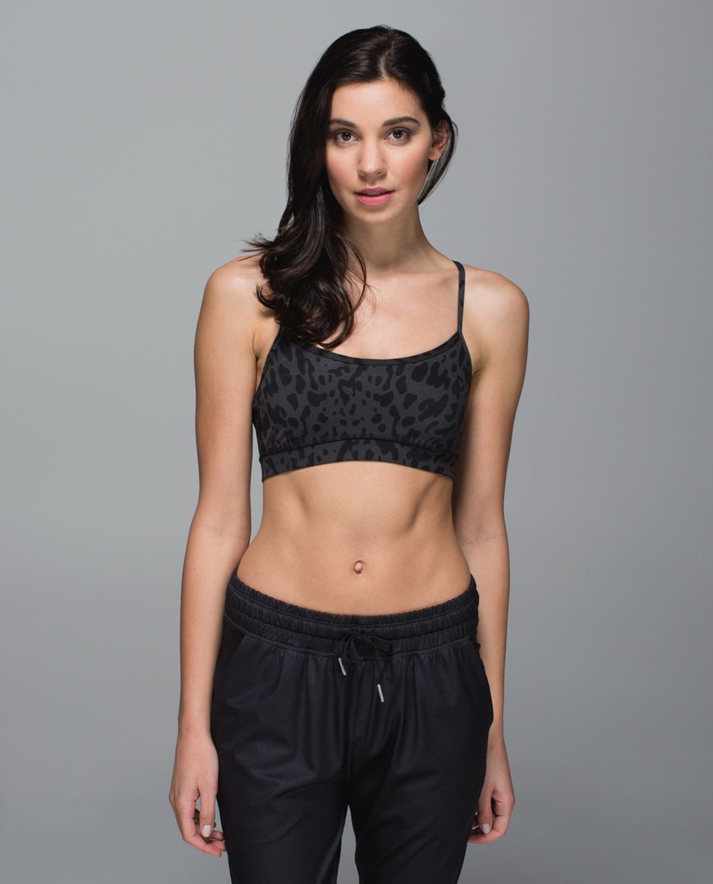 Lululemon Flow Y Bra IV - Animal Swirl Deep Coal Black