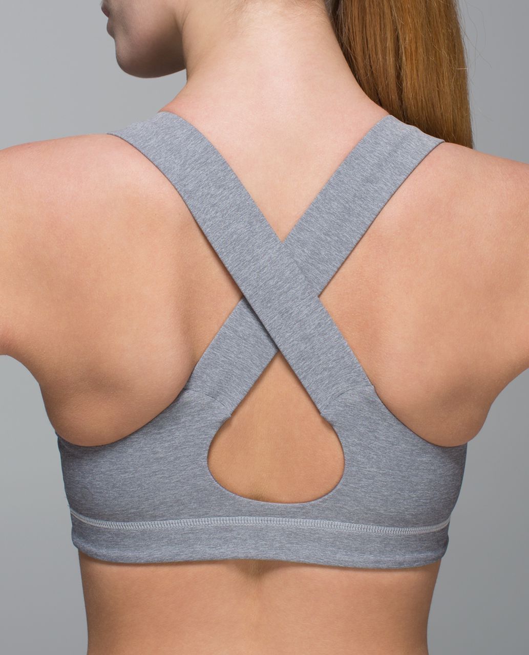 Lululemon Energy Strappy Sports Bra 4 Heathered Slate Gray/Coral Pads