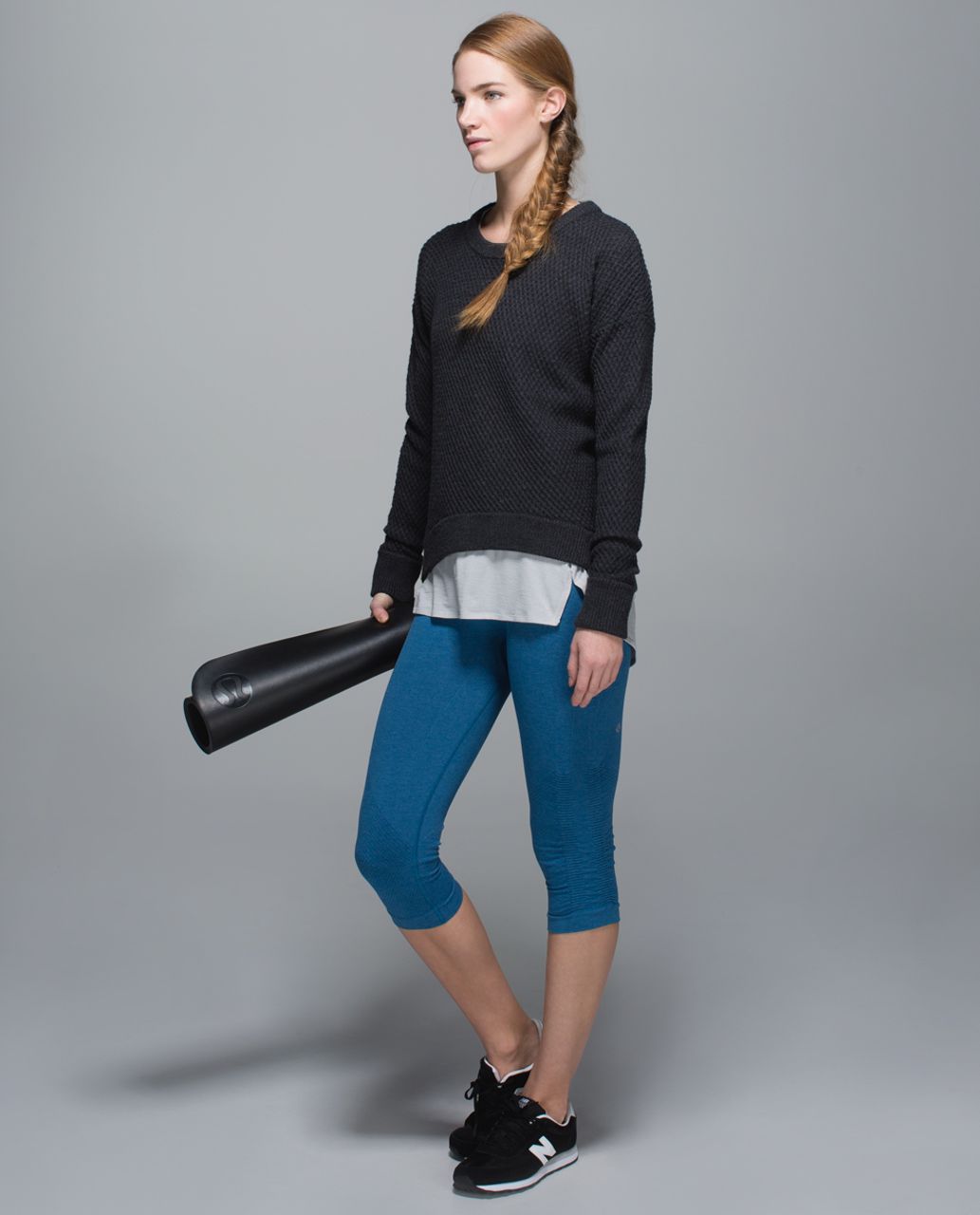 Lululemon In The Flow Crop II - Heathered Jet Set Blue