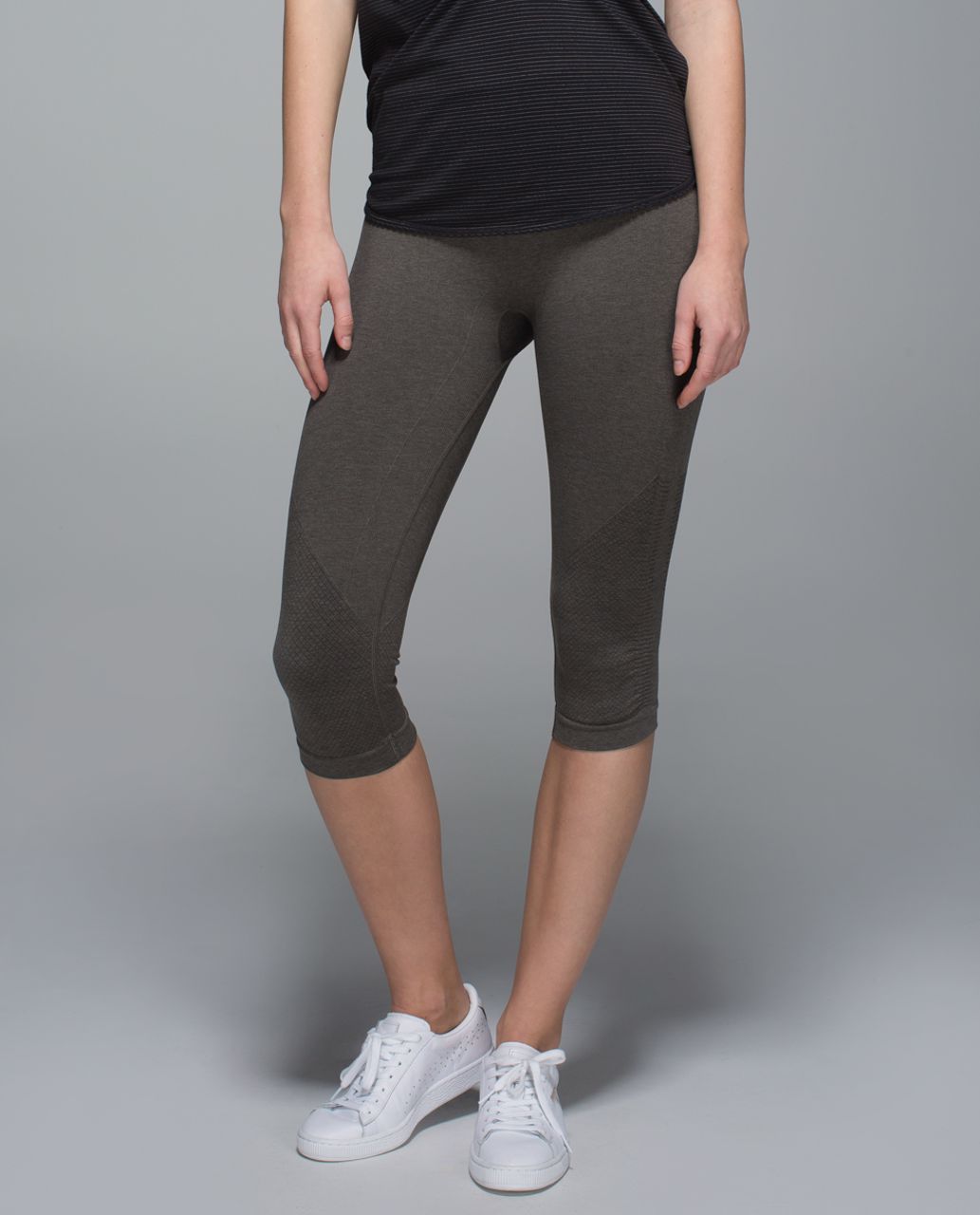 lululemon athletica, Pants & Jumpsuits, Lululemonin The Flow Crop Ii  Seamless Leggings Heathered Deep Coal Black