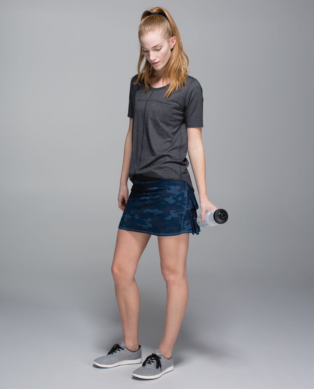 Lululemon Run:  Pace Setter Skirt *4-way Stretch (Tall) - Heathered Texture Lotus Camo Oil Slick Blue / Black