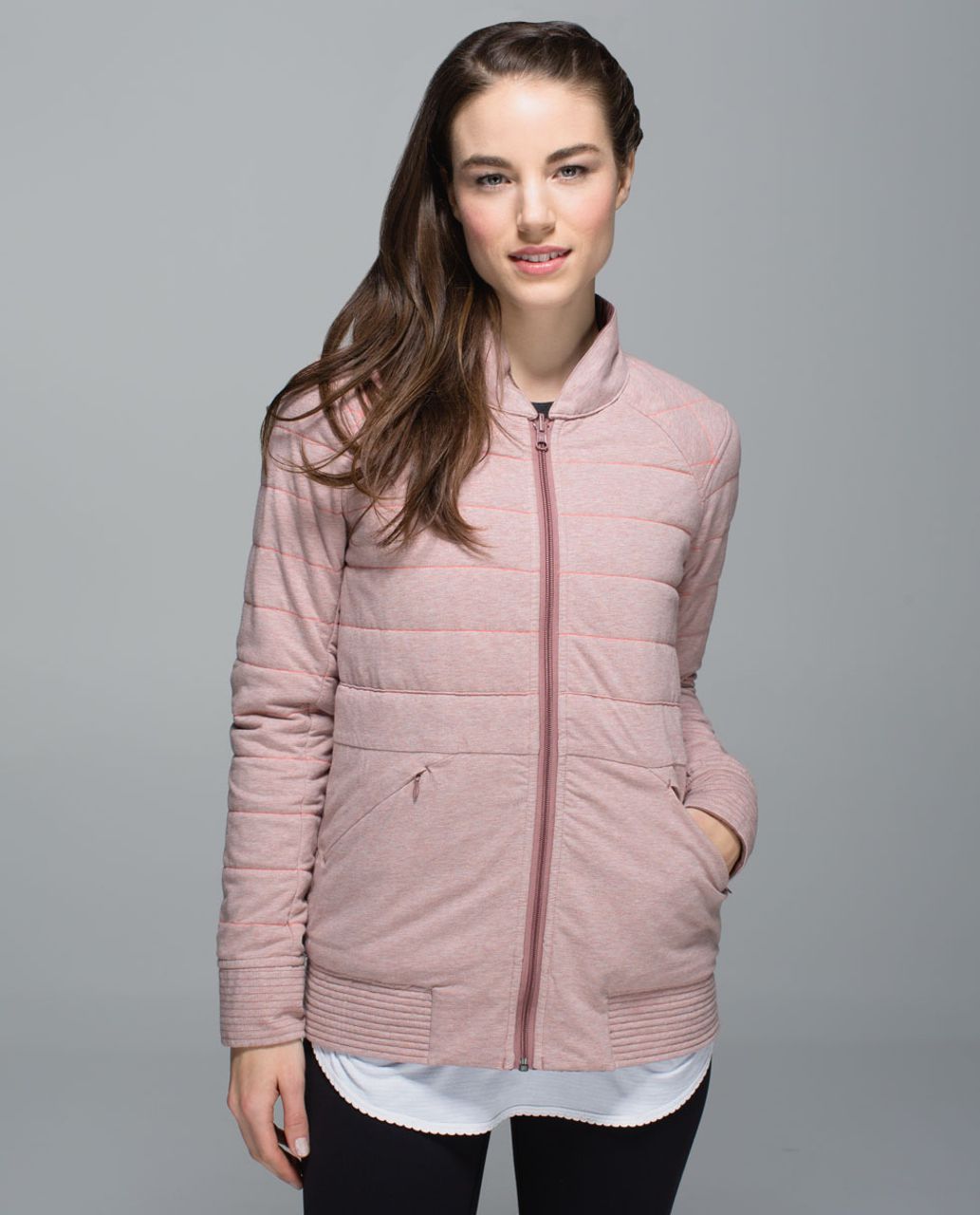 Lululemon The Bomb Bomber Jacket - Bark Berry / Heathered Bark 