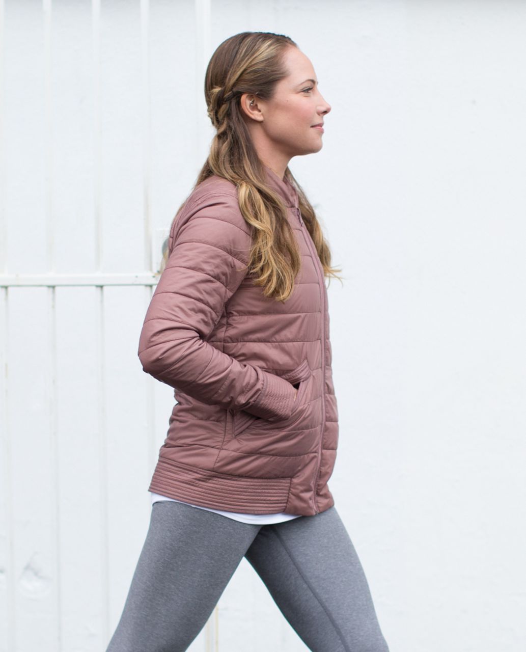 Lululemon The Bomb Bomber Jacket - Bark Berry / Heathered Bark Berry