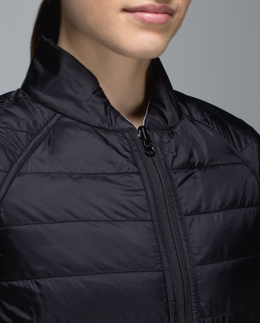 Lululemon The Bomb Bomber Jacket - Black / Heathered Medium Grey