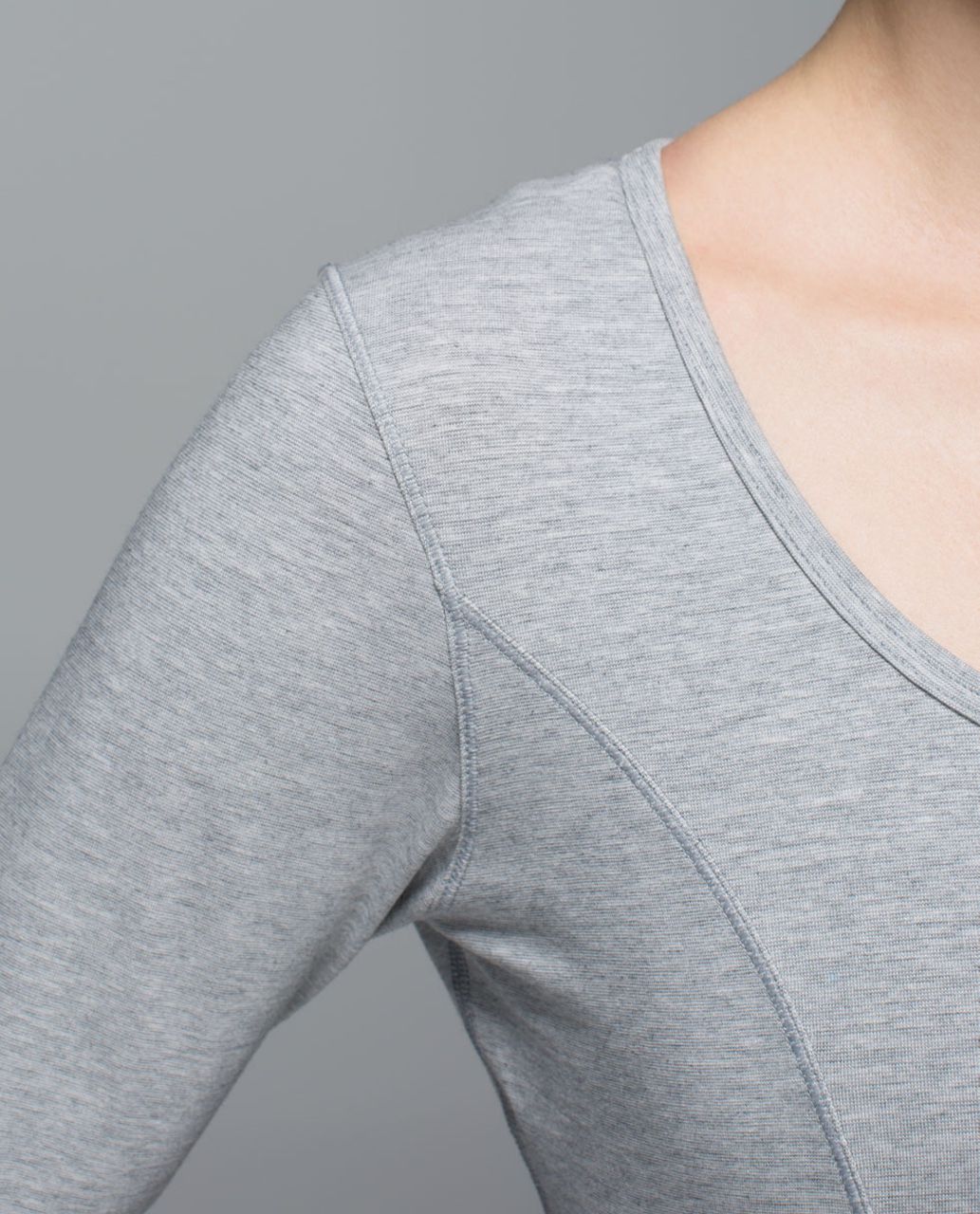 Lululemon Between The Lines Long Sleeve - Mini Stripe Heathered Medium Grey Angel Wing