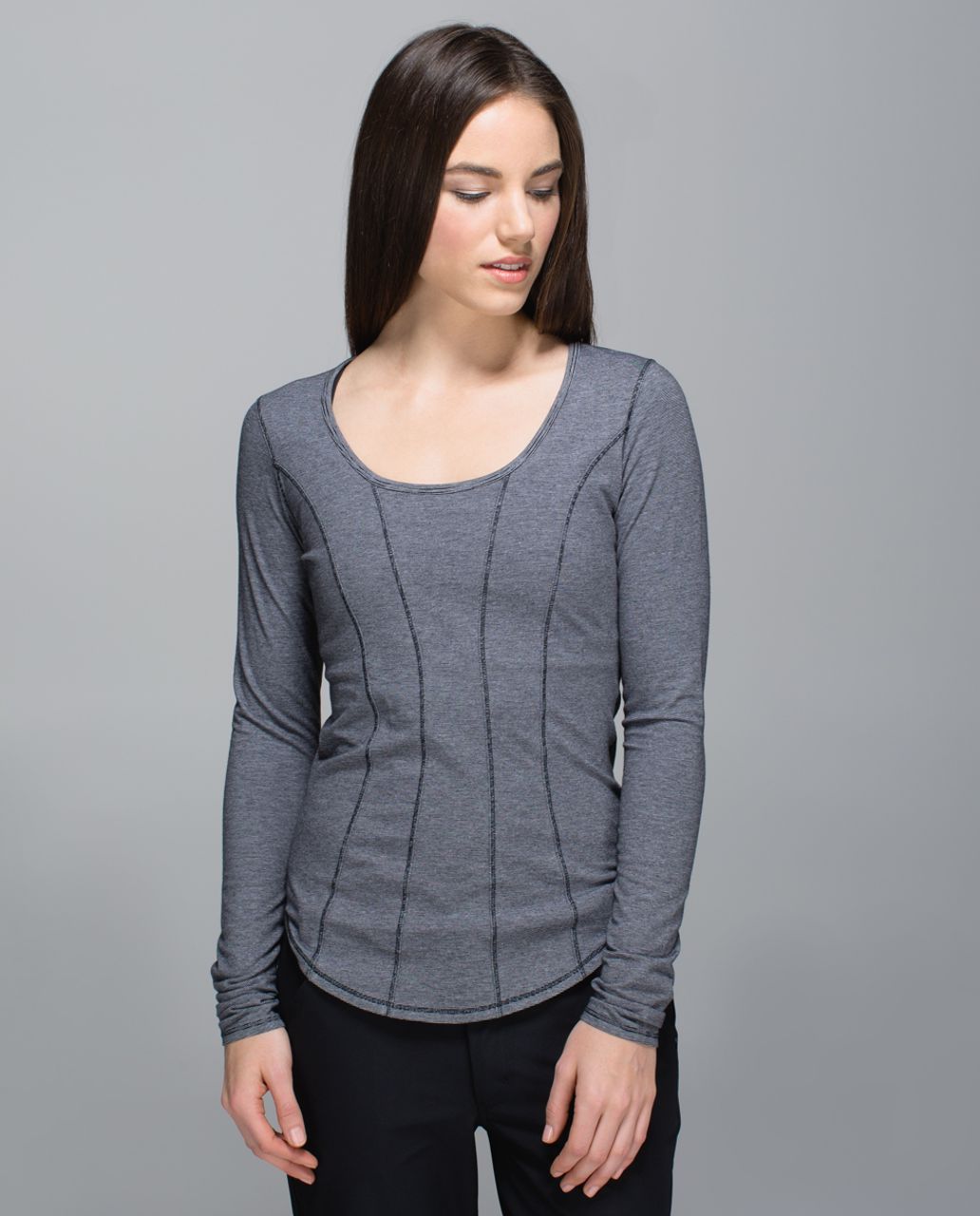 Lululemon Between The Lines Long Sleeve - Micro Stripe Black White