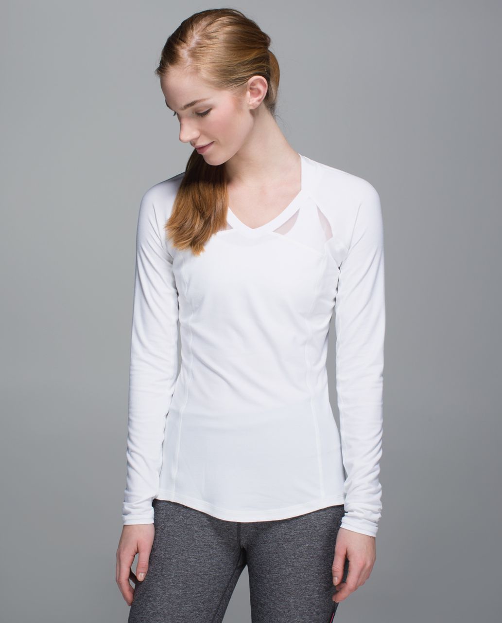 Lululemon Pace Pusher Long Sleeve - Heathered White / White - lulu fanatics