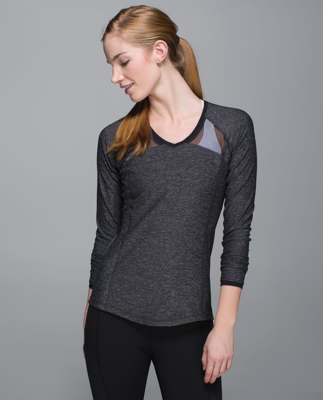 Lululemon Pace Pusher Long Sleeve - Heathered Black /  Black