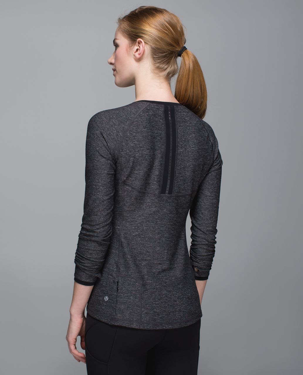 Lululemon Pace Pusher Long Sleeve - Heathered Black /  Black