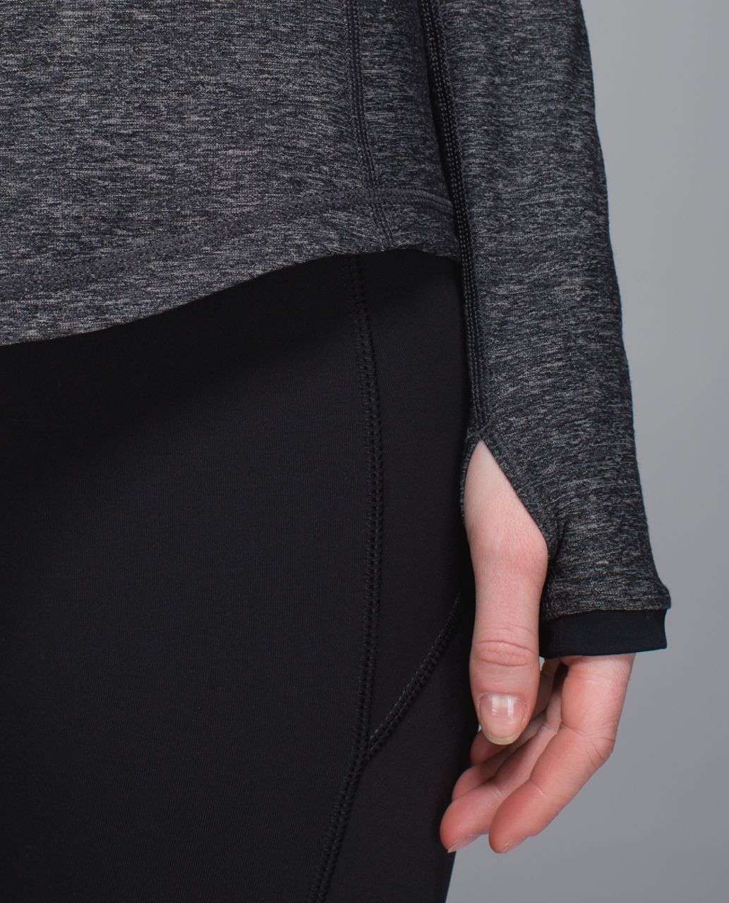 Lululemon Pace Pusher Long Sleeve - Heathered Black /  Black