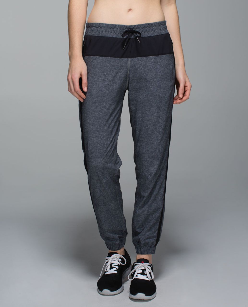 Lululemon Track To Reality Pant - Heathered Texture Printed Grey Deep Coal  / Black - lulu fanatics