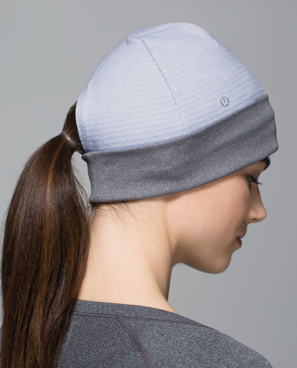 Lululemon Run With Me Toque - Mini Check Pique White Heathered Silver Fox