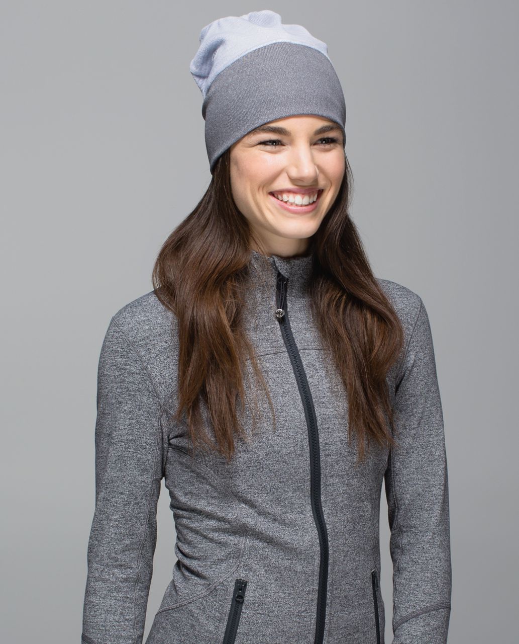 Lululemon Run With Me Toque - Mini Check Pique White Heathered Silver Fox