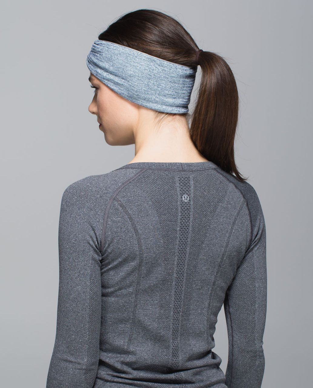 Lululemon Run With Me Ear Warmer - Mini Check Pique Sea Mist Heathered Deep Navy