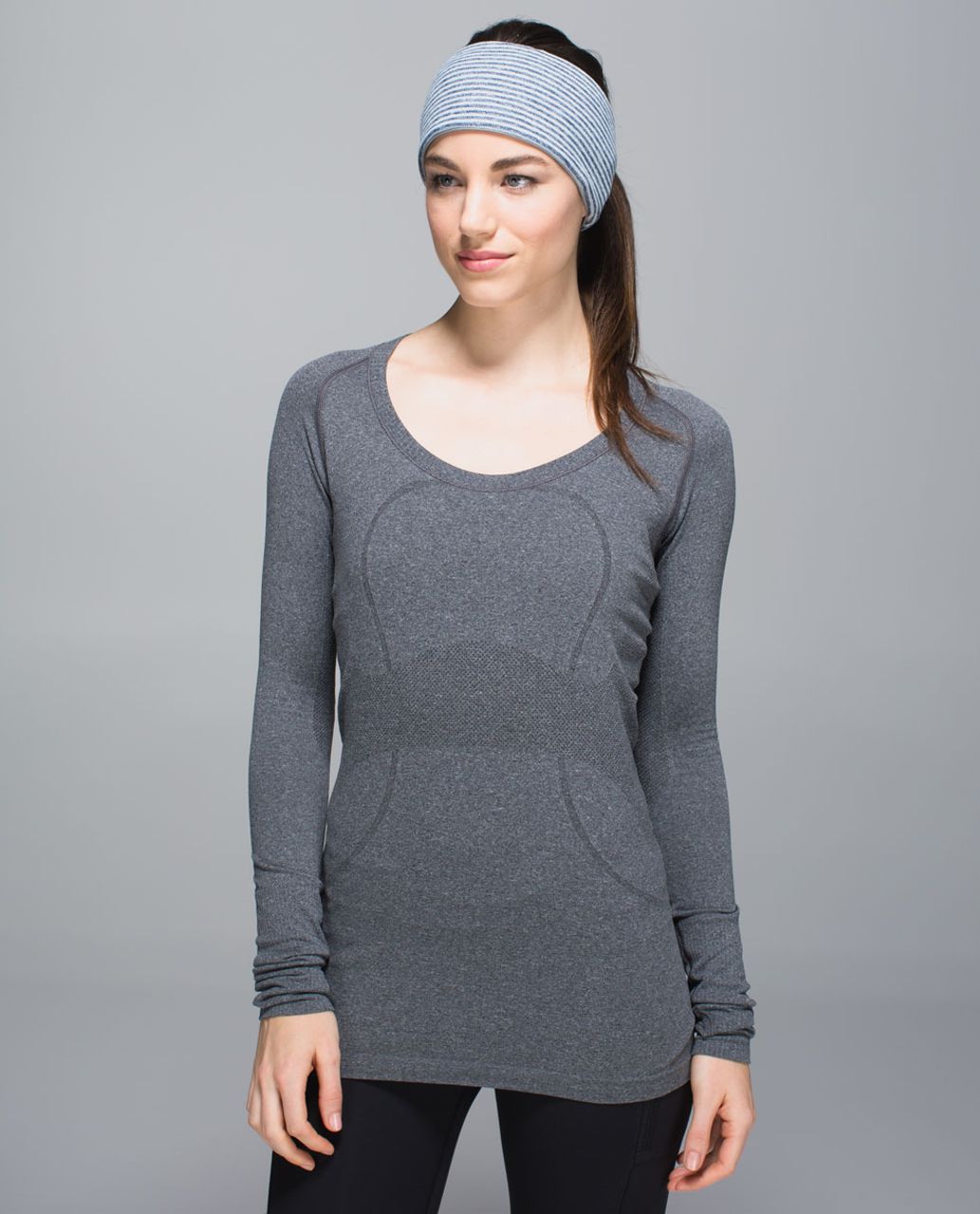 Lululemon Run With Me Ear Warmer - Mini Check Pique Sea Mist Heathered Deep Navy