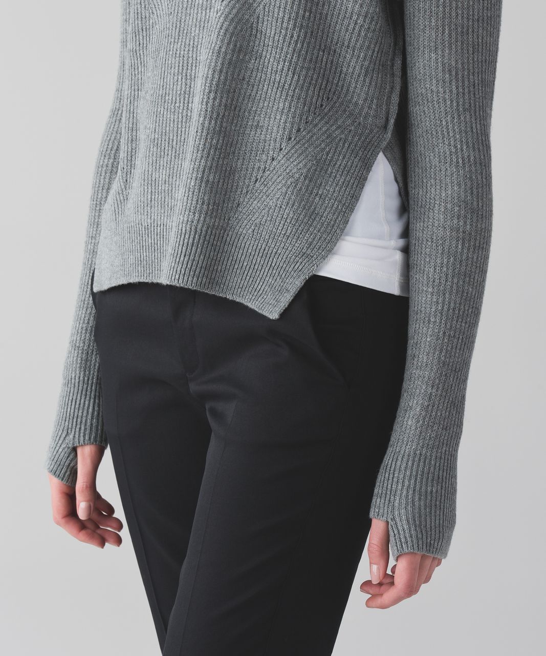 Lululemon Seva Merino Wool Knit Sweater High Low Grey Women’s Size 4 READ