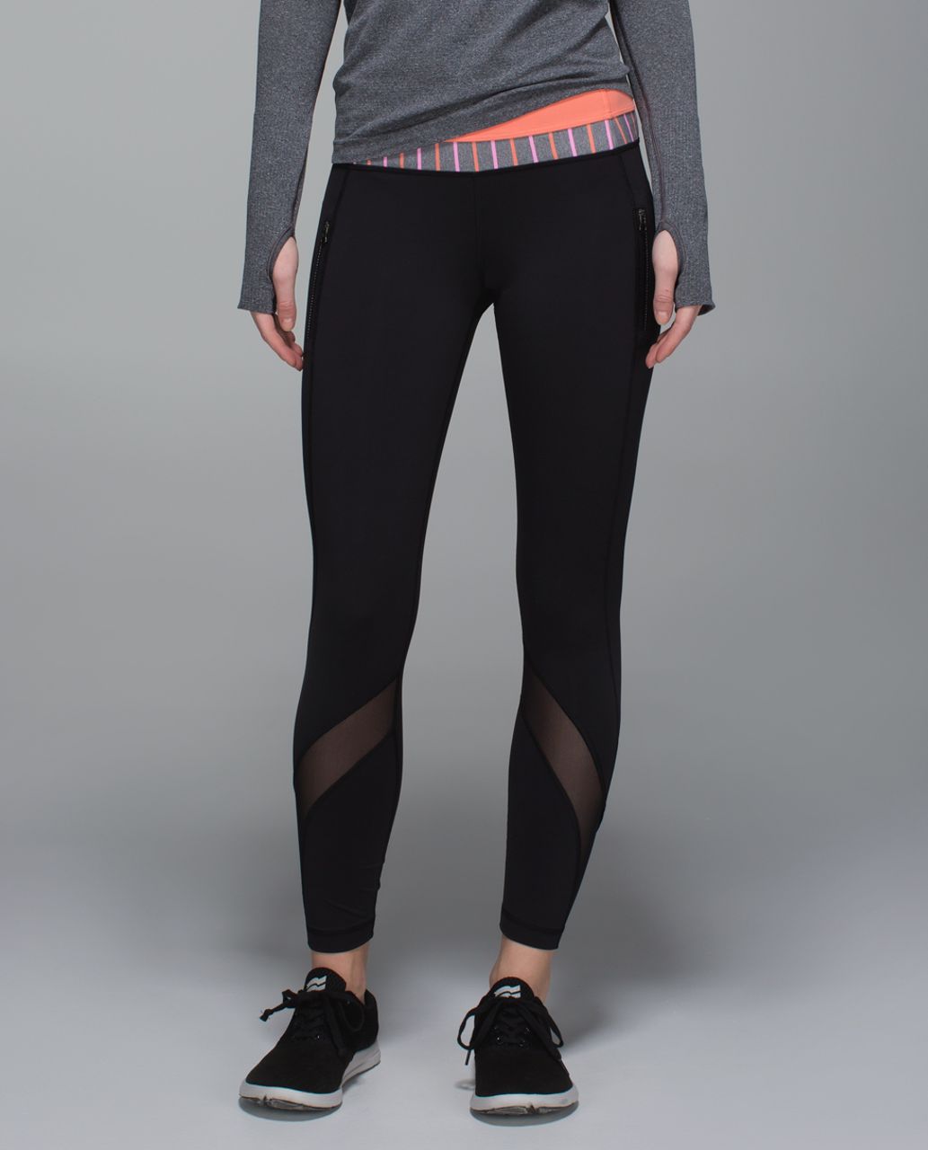 Lululemon Inspire Tight II (Mesh) - Black / Plum Peach / Quiet