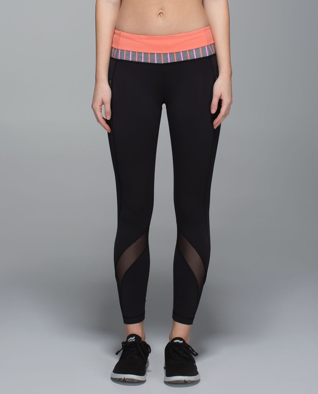 Lululemon Inspire Tight II (Mesh) - Black / Plum Peach / Quiet Stripe Heathered Slate Vintage Pink