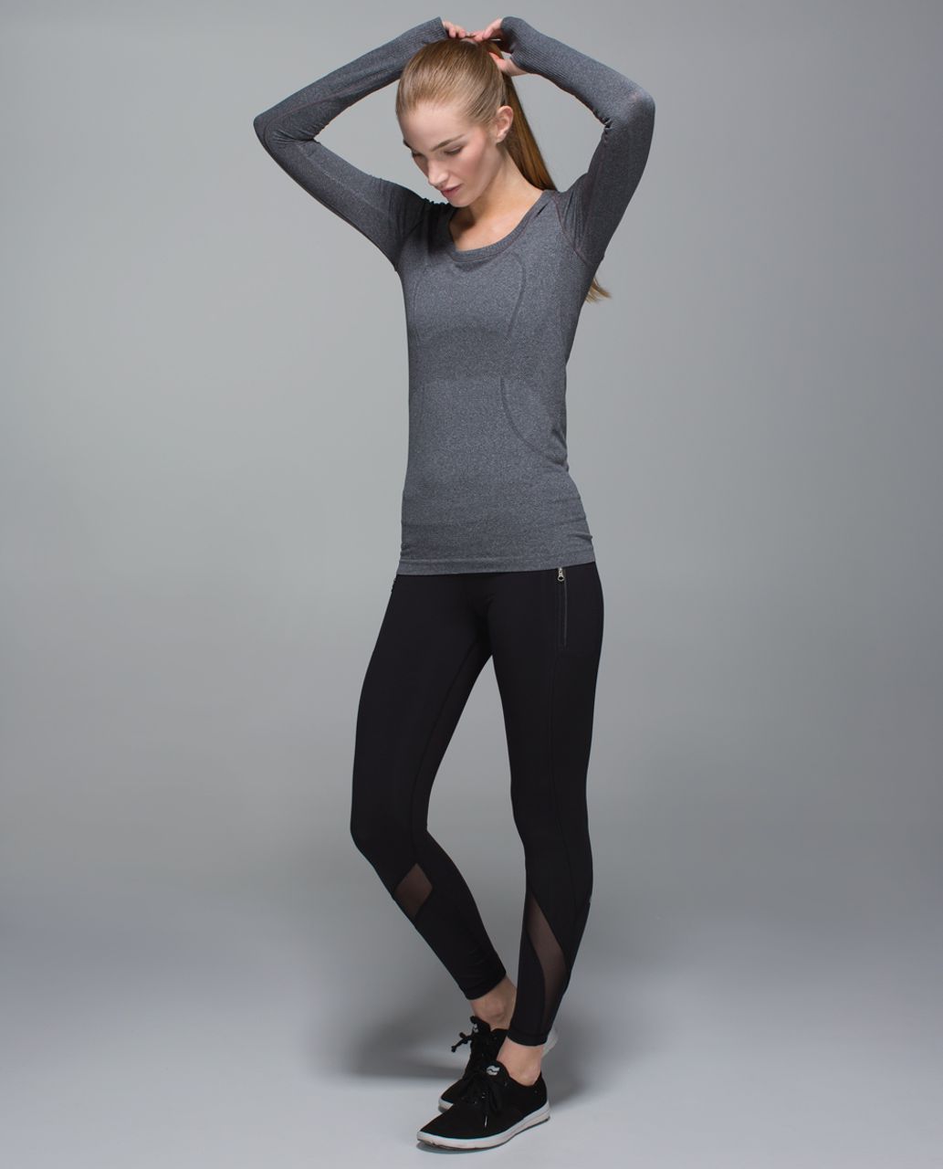 Lululemon Inspire Tight II (Mesh) - Black / Plum Peach / Quiet Stripe Heathered Slate Vintage Pink