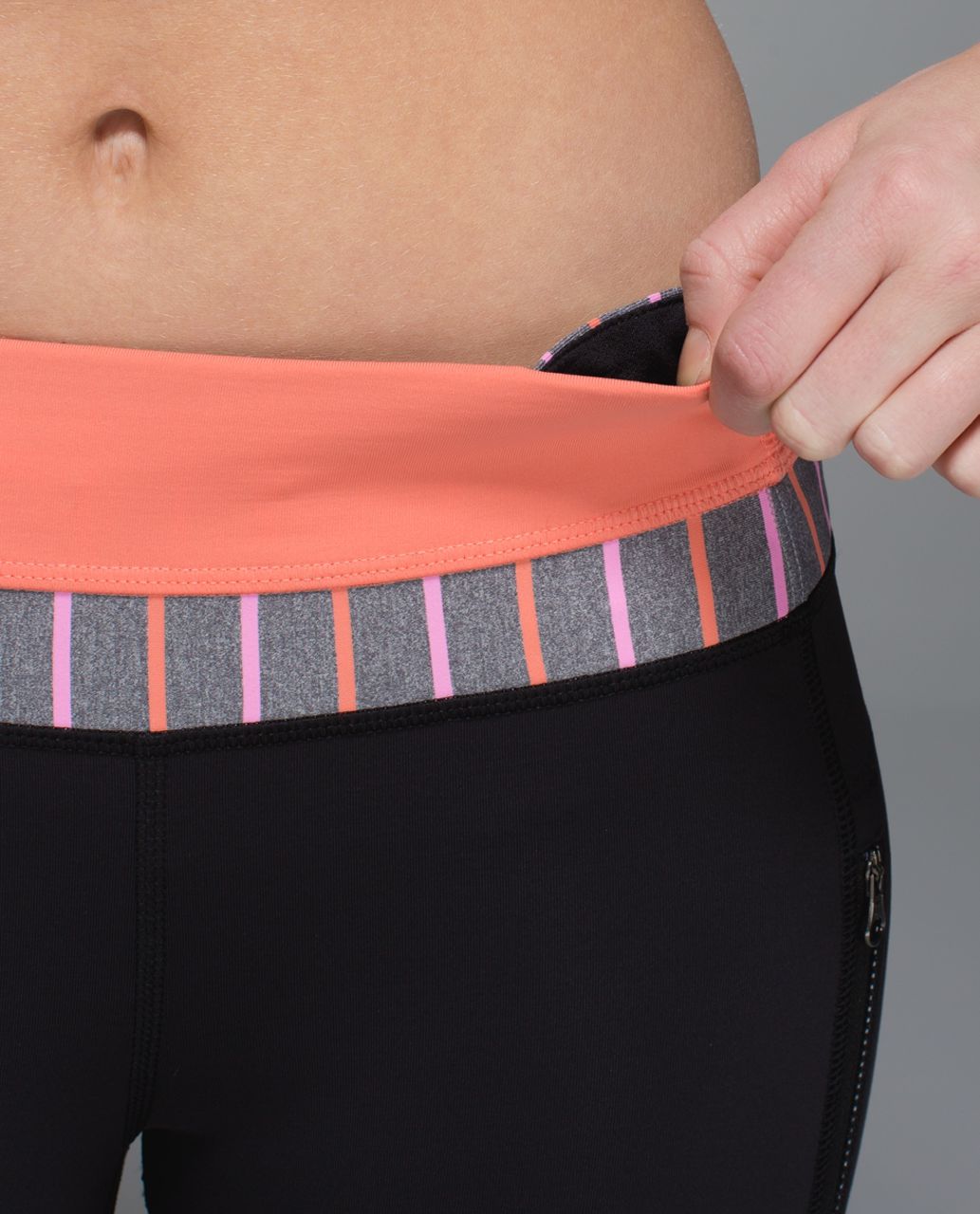 Lululemon Inspire Tight II (Mesh) - Black / Plum Peach / Quiet Stripe Heathered Slate Vintage Pink