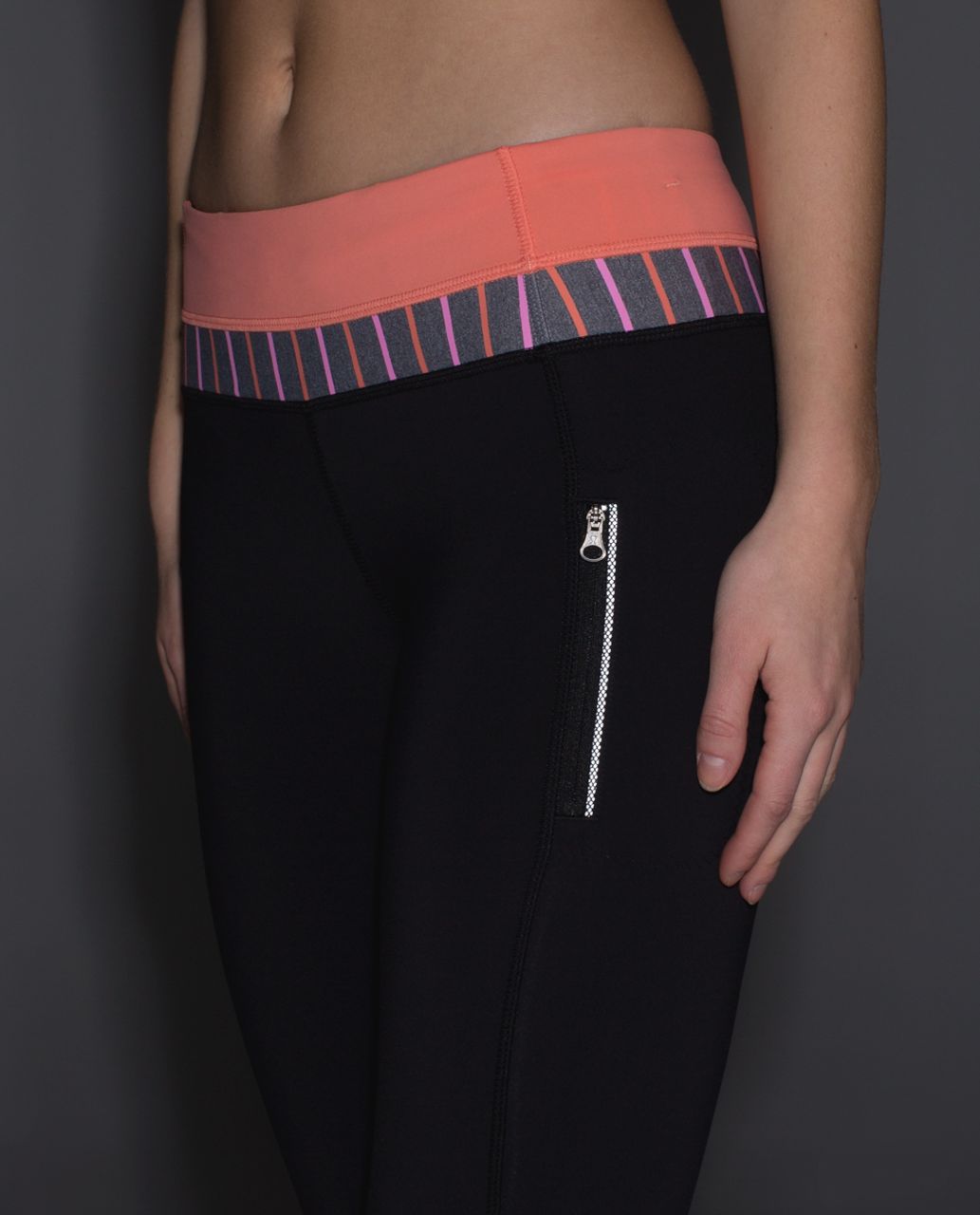 Lululemon Inspire Tight II (Mesh) - Black / Plum Peach / Quiet Stripe Heathered Slate Vintage Pink