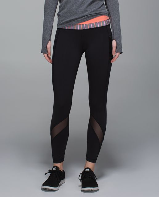 Lululemon Inspire Tight II (Mesh) - Heathered Black / Sea Side