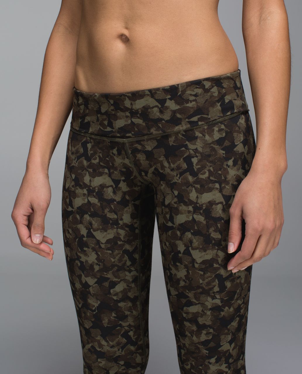 Lululemon Wunder Under Pant *Full-On Luon (Roll Down) - Mystic Jungle Fatigue Green Black