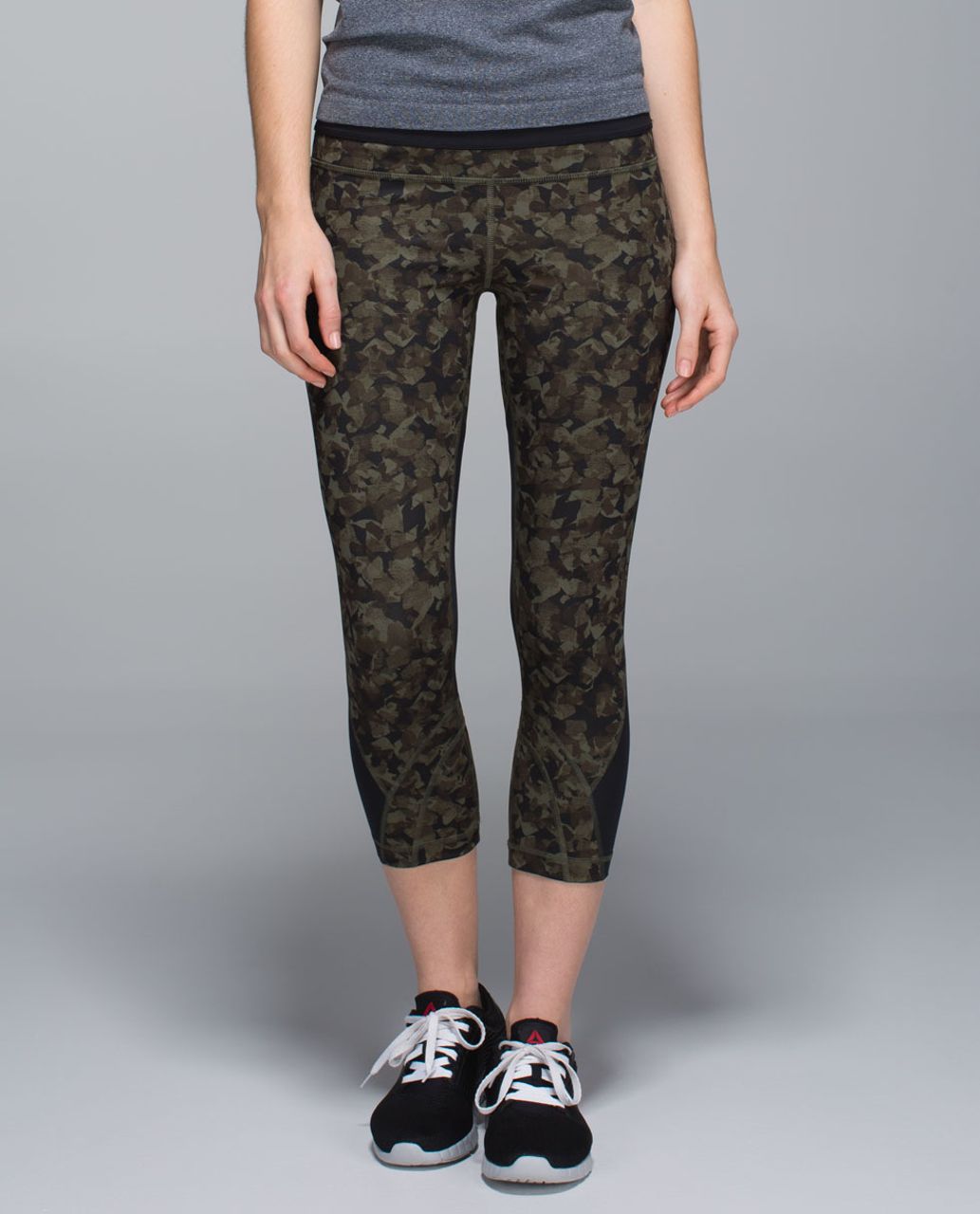 Lululemon Run:  Inspire Crop II *Full-On Luxtreme (Mesh) - Mystic Jungle Fatigue Green Black / Black