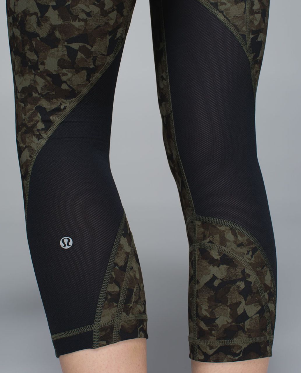 Lululemon Run:  Inspire Crop II *Full-On Luxtreme (Mesh) - Mystic Jungle Fatigue Green Black / Black