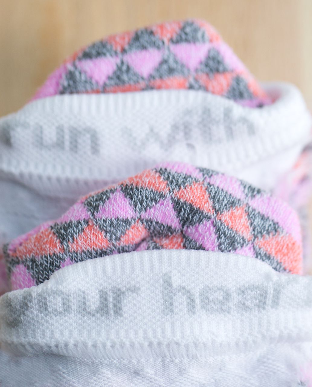 Lululemon Women's Ultimate Padded Run Sock - Aztec Confetti Vintage Pink Plum Peach Slate