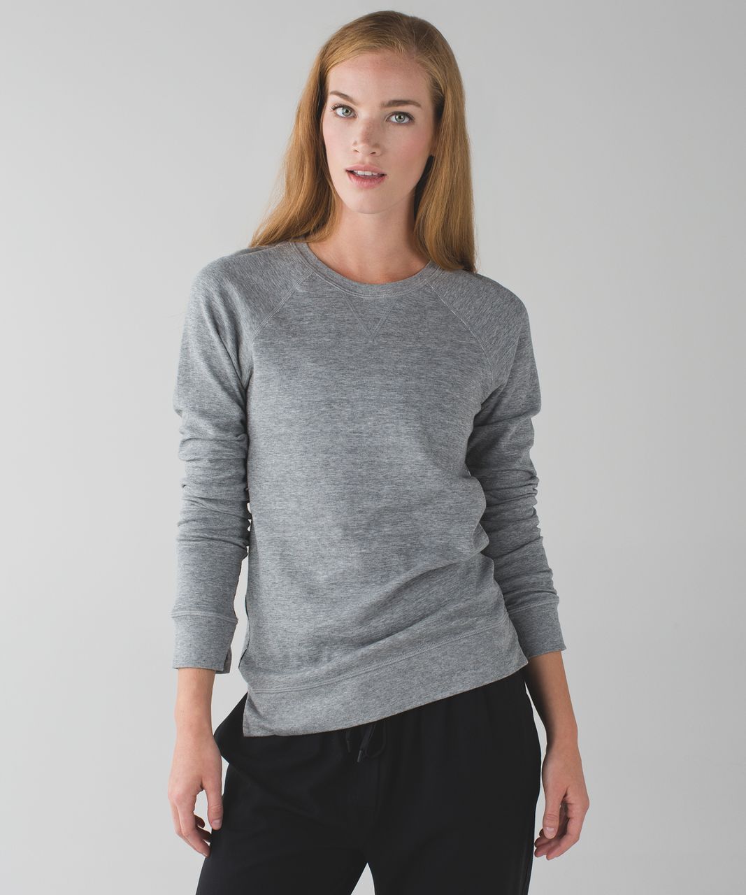 Lululemon Womens Long Sleeve Crew Neck Striped Knit Shirt Gray